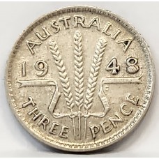 AUSTRALIA 1948 . THREEPENCE . VARIETY . FILLED IN 8